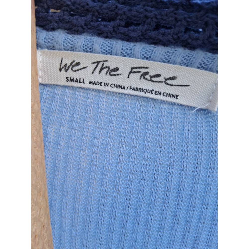 Free People We The Free Feeling Magical Tunic Top S NWT Blue Crochet Collar Boho - Picture 8 of 14